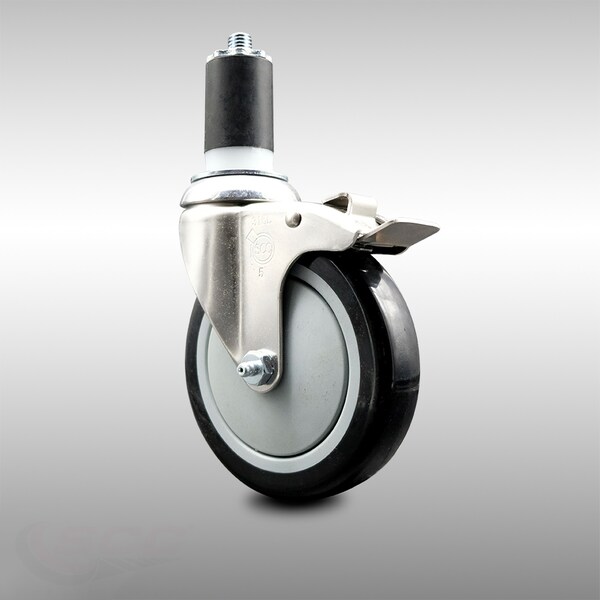 Service Caster 5 Inch 316SS Black Poly Swivel 1-5/8 Inch Expanding Stem Caster Lock Brake SCC SCC-SS316TTLEX20S514-PPUB-BLK-158 - main